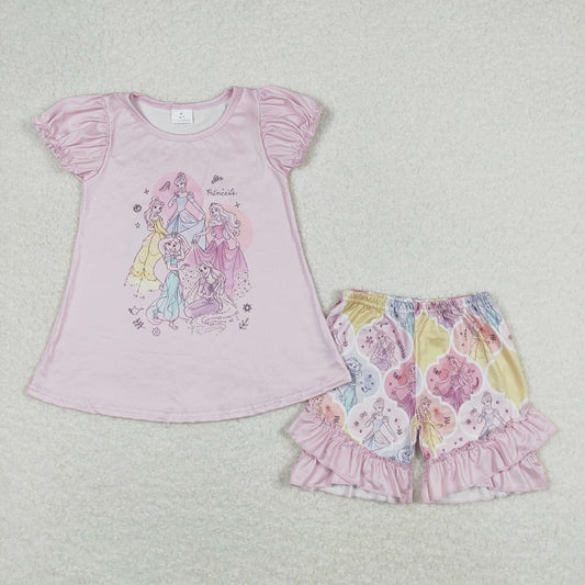 GSSO0821 Princess Pink Short Sleeve Shorts Set