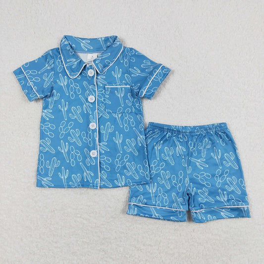 GSSO0842 Cactus Blue Short Sleeve Shorts Pajama Set