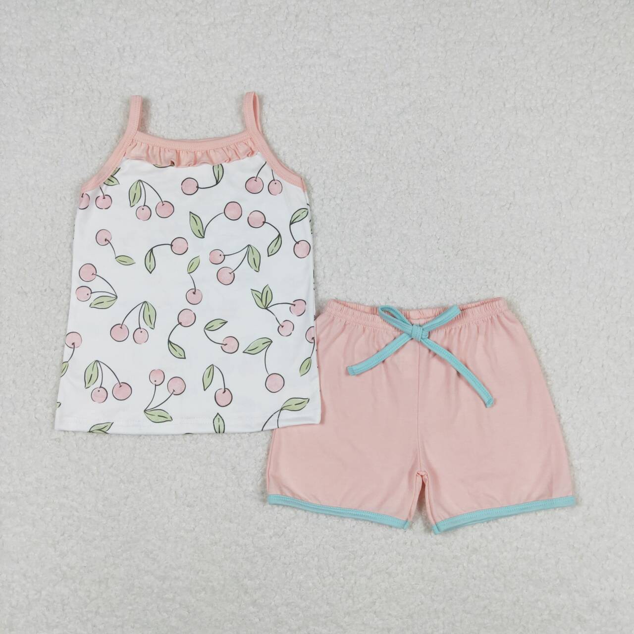 GSSO0865 Cherry Sleeveless Pink Shorts Set