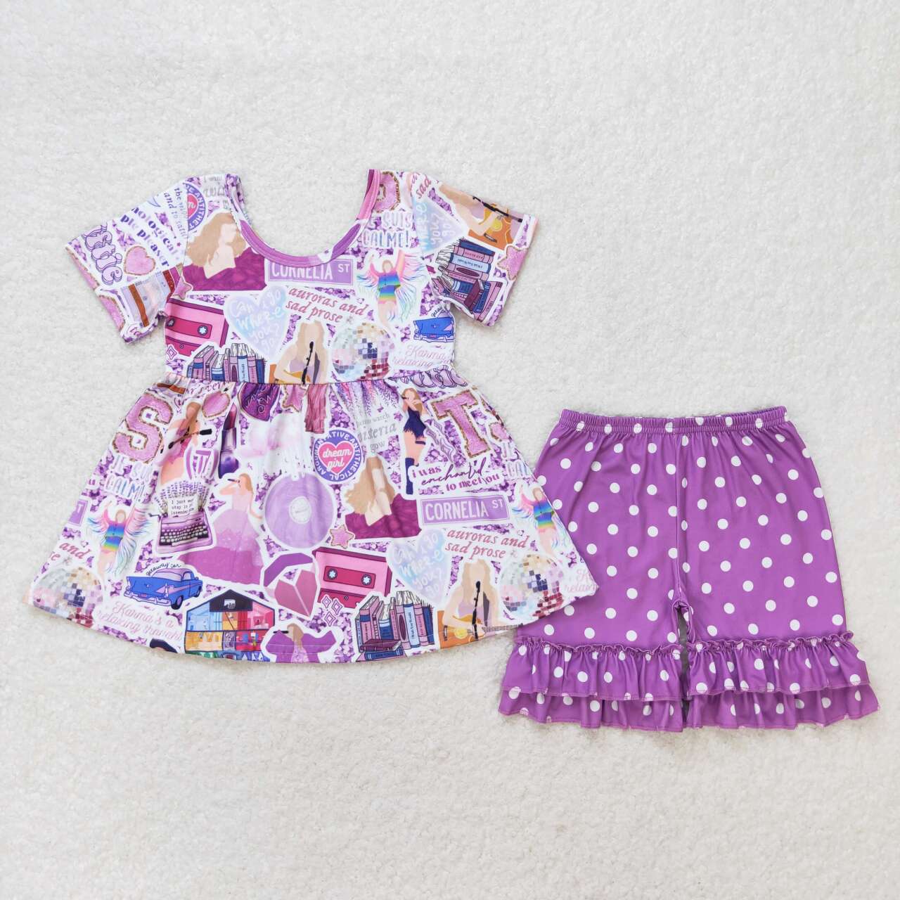 GSSO0897 Purple short-sleeved shorts suit