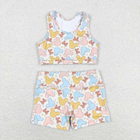 GSSO0899 Cartoon bow sleeveless shorts suit