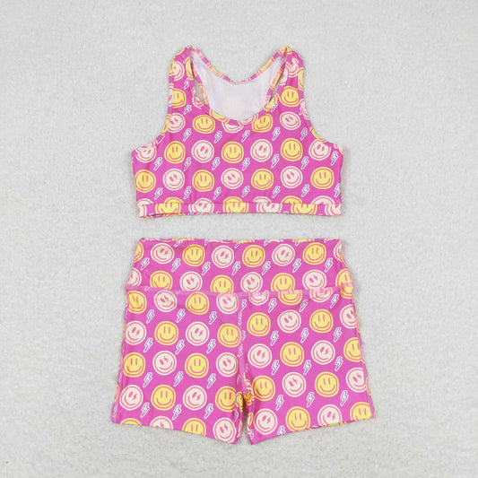 GSSO0904 Lightning rose red sleeveless shorts suit