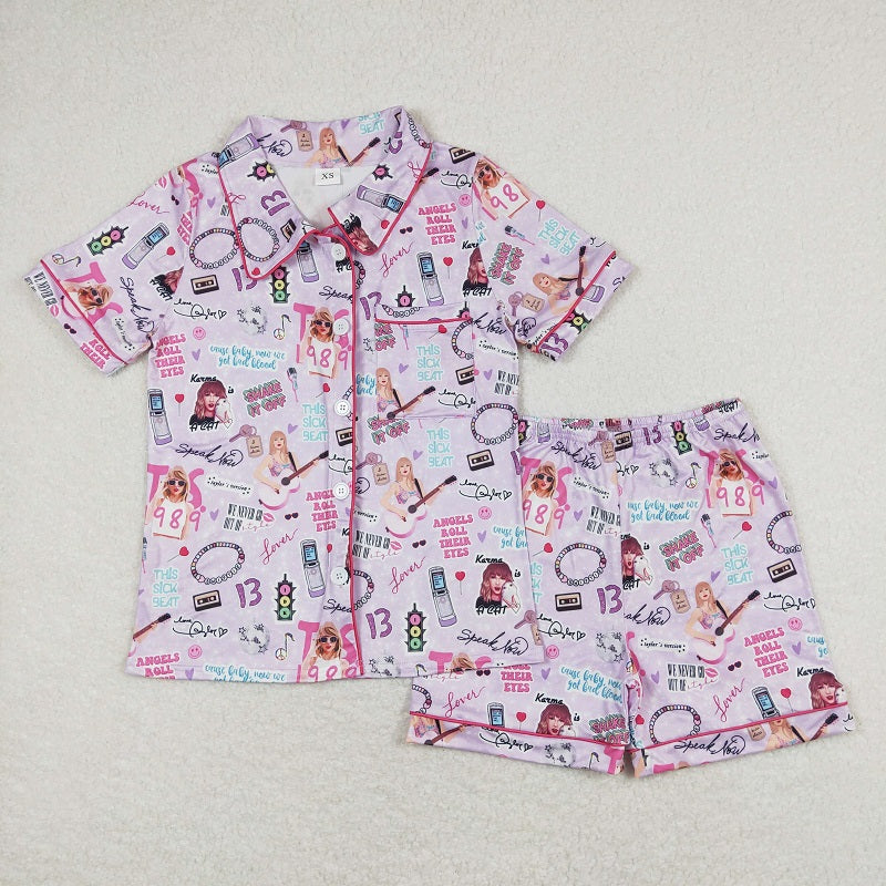 GSSO0931 1989 Adult women's purple short-sleeved shorts pajama set