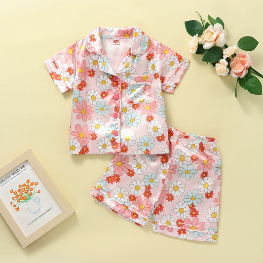 preorder GSSO0951 Baby Girls Daisy Shorts Pajama Set