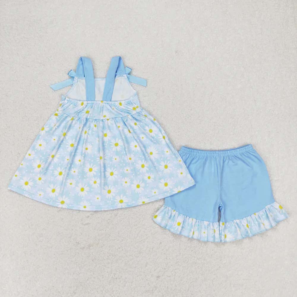 Sibling Baby Girls Straps Floral Tunic Ruffle Shorts Summer Clothes Sets  D 6.26