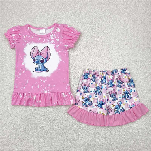 GSSO1071  Baby Girls Pink Mouse Top Summer Shorts Clothes Sets  D 7.18