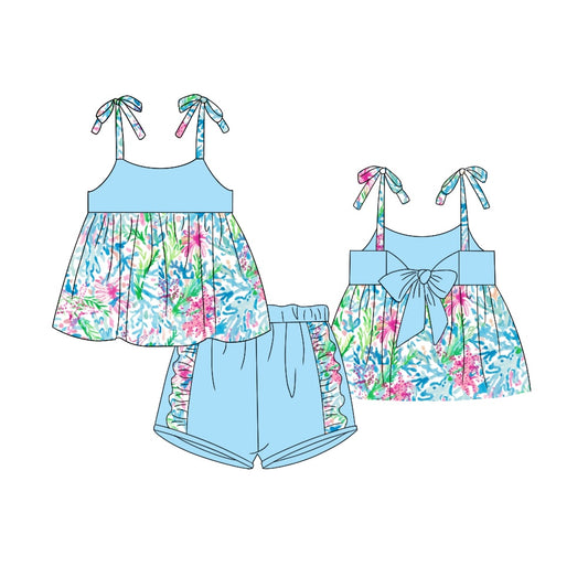 presale GSSO1109 Seagrass bow blue suspender lace shorts suit