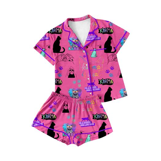 presale GSSO1140 Kitten Rose Red Short Sleeve Shorts Pajama Set