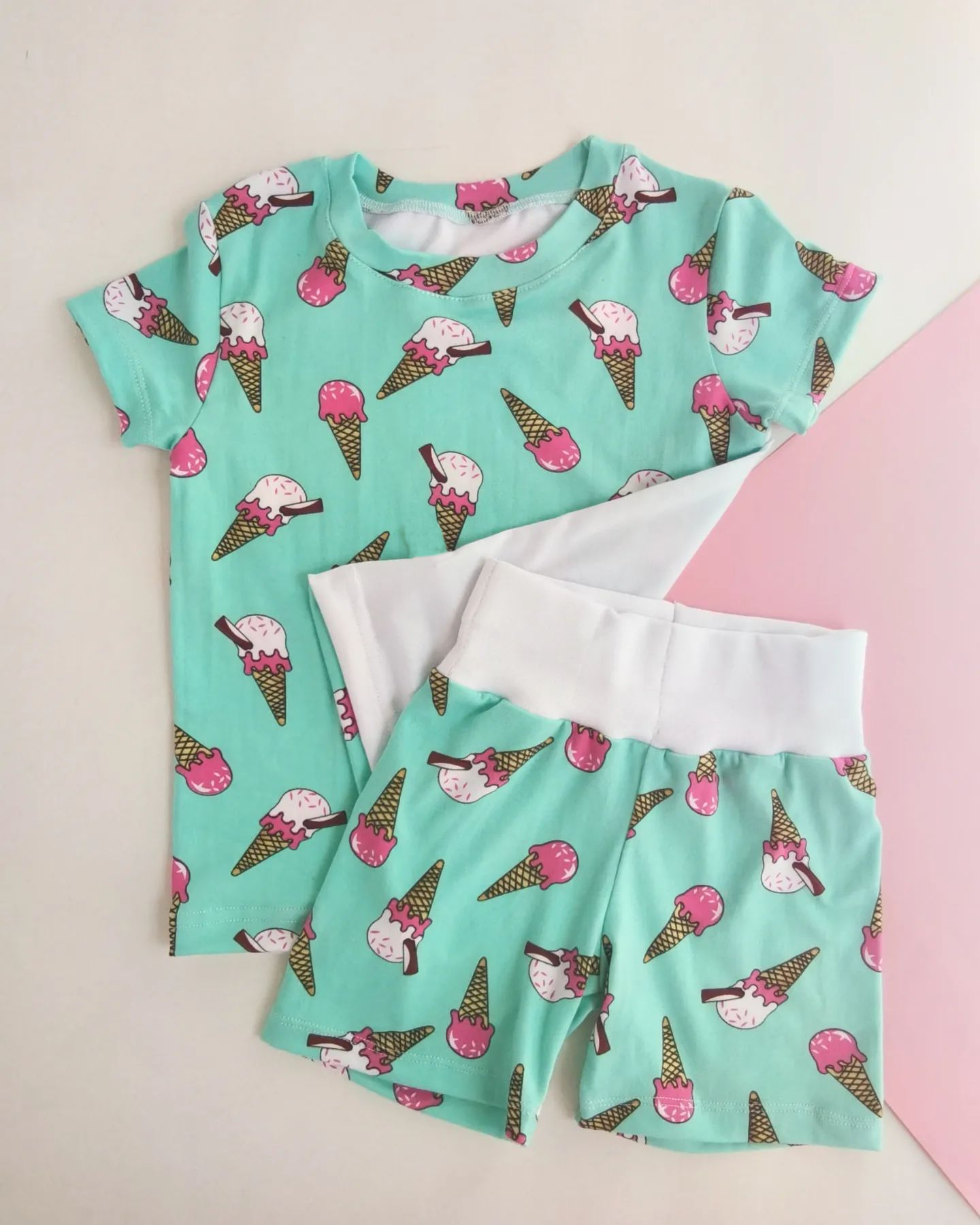 presale GSSO1142 Ice cream teal short sleeve shorts suit