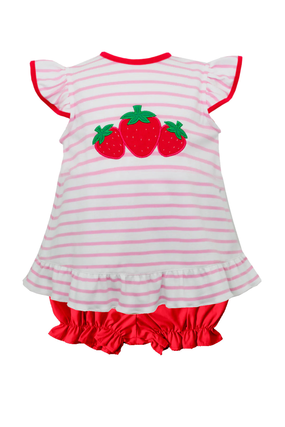 presale GSSO1218 Strawberry pink striped flying sleeve red shorts suit