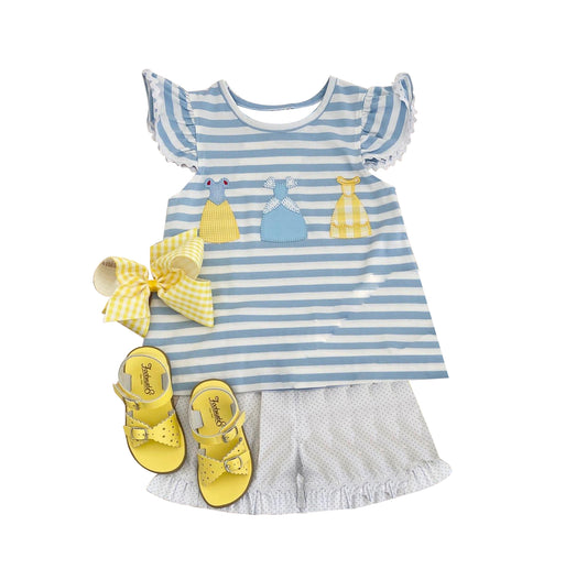 presale GSSO1259 Princess blue striped flying sleeve shorts suit