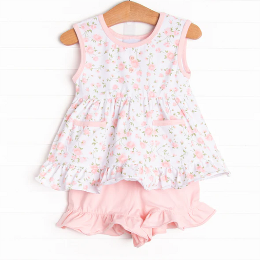presale GSSO1305 Floral floral pink sleeveless shorts suit