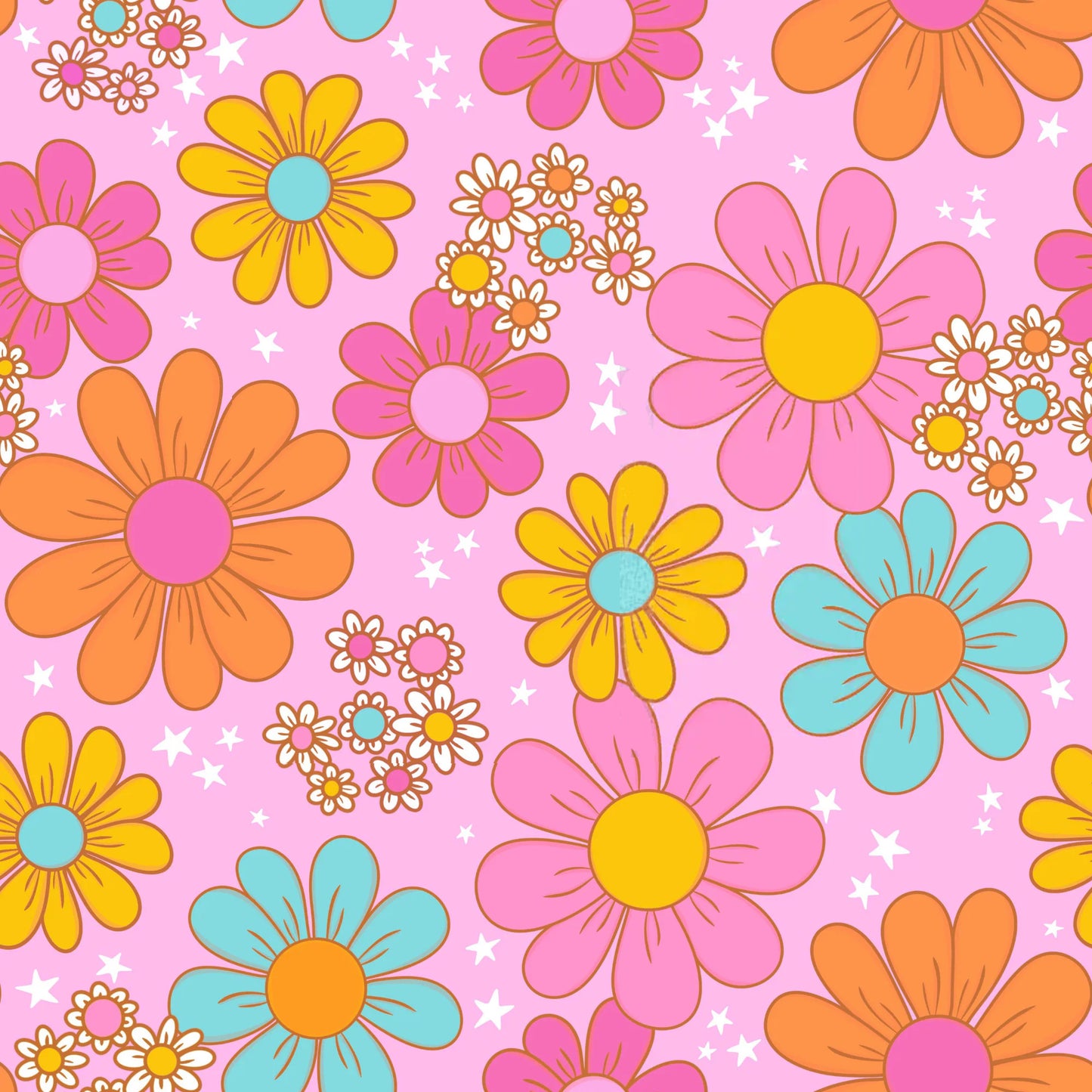 presale GSSO1348 Flower and star pink short-sleeved shorts suit