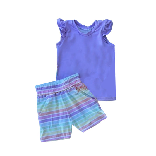 presale GSSO1354 Blue and purple flying sleeves colorful striped shorts sui