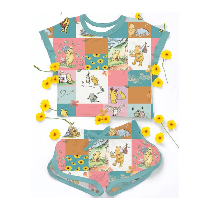 presale GSSO1361 Cartoon Plaid Short Sleeve Shorts Suit