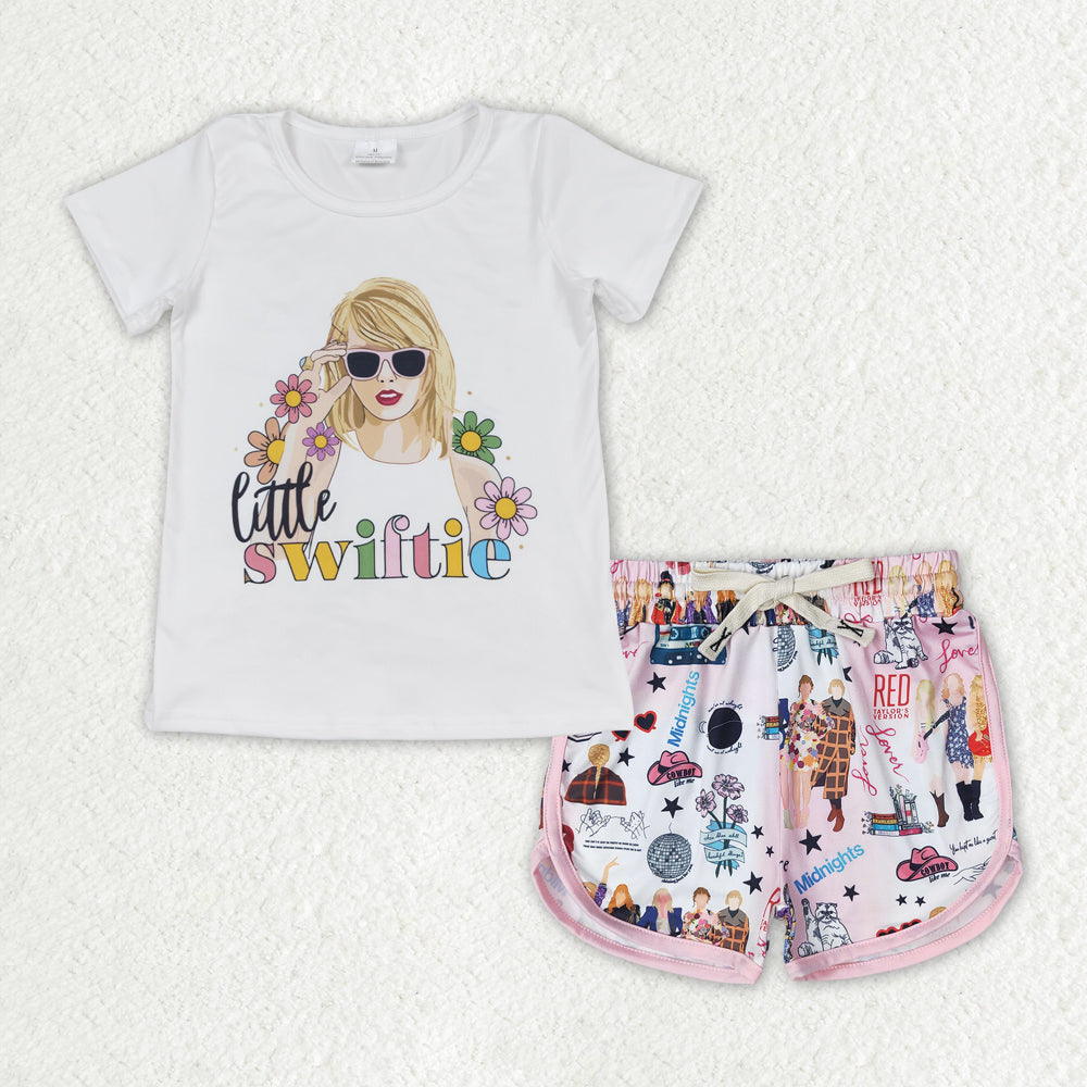 GSSO1431 Baby Girls Little Flowers Short Sleeve Top Shorts Clothes Sets