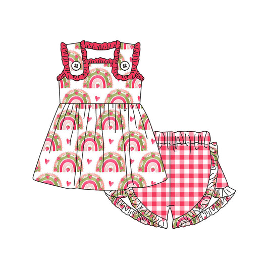 presale GSSO1469  Heart Flower Rainbow Red Lace Sleeveless Shorts Set   2024 10.10