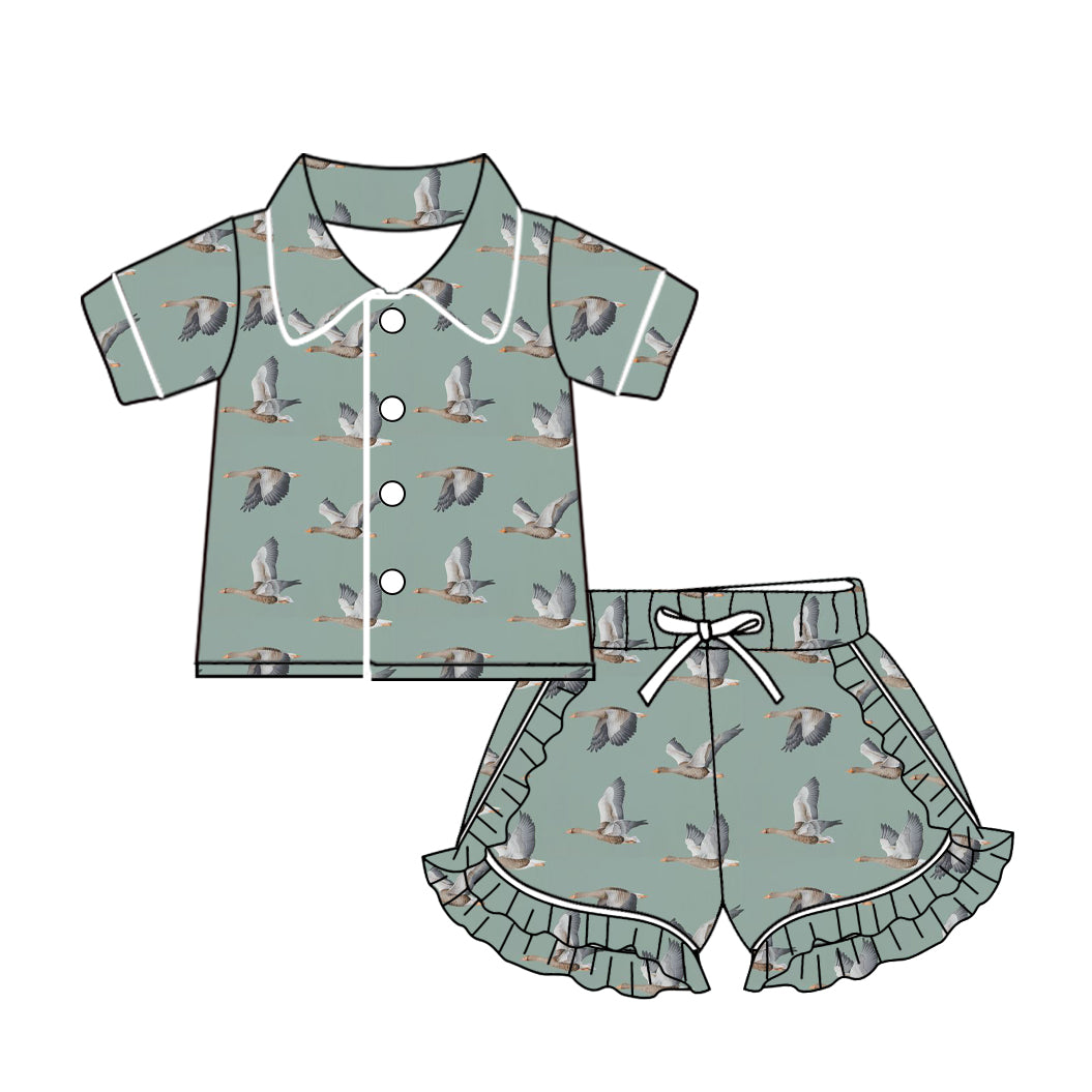 presale GSSO1493  Duck Green Short Sleeve Shorts Pajama Set 2024 10.22