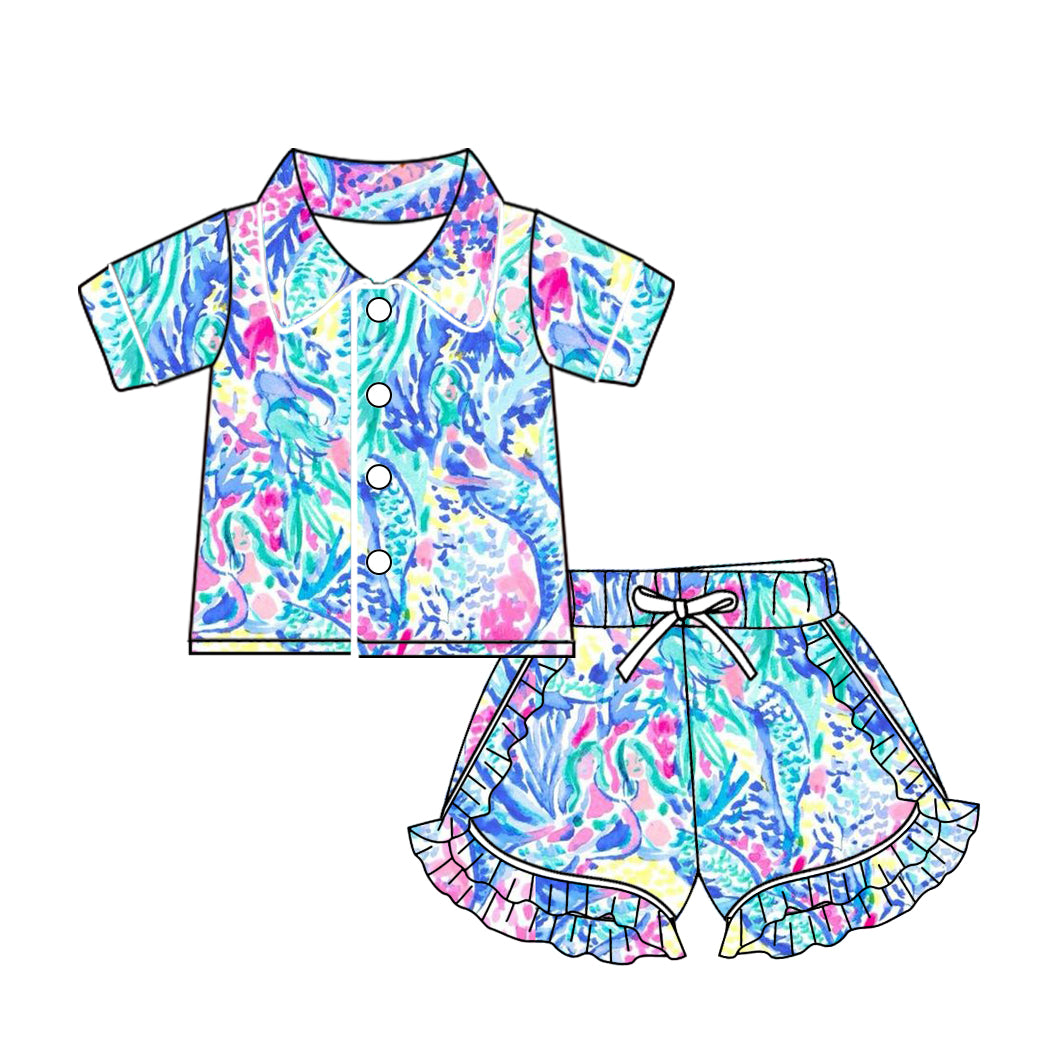 presale GSSO1495 Seagrass blue short-sleeved shorts pajama set  2024 10.22