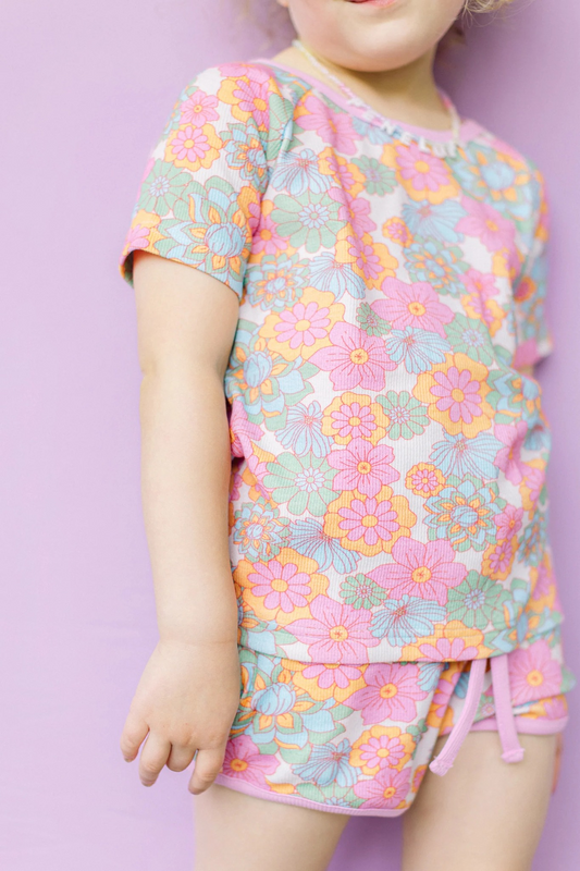 presale GSSO1502 Colorful flower short-sleeved shorts suit 2024 10.23