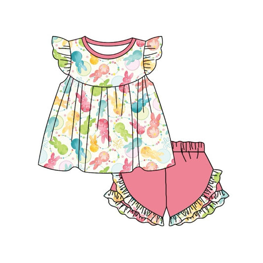 Presale GSSO1512  Easter Bunny Circle Fly Sleeve Pink Shorts Set 2024 10.24
