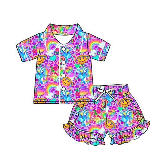 Presale GSSO1513 Rainbow Leopard Print Short Sleeve Shorts Pajama Set 2024 10.24