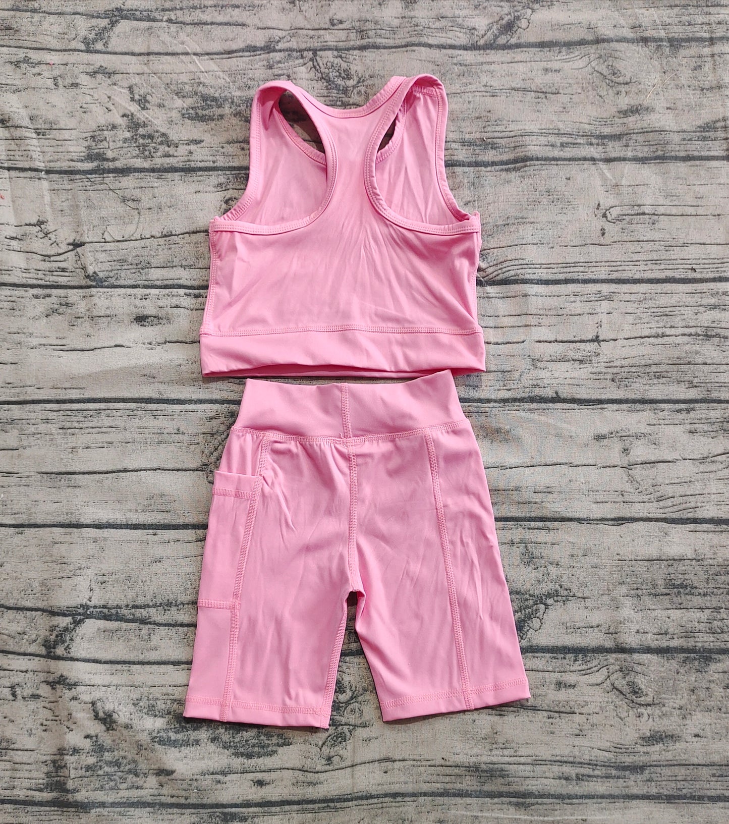 GSSO1516 Solid light pink vest shorts yoga suit  D 4.24