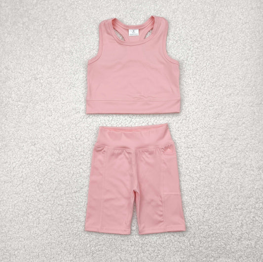 GSSO1518 Baby Girls Pink Vest Top Sports Shorts Clothes Sets D 4.24