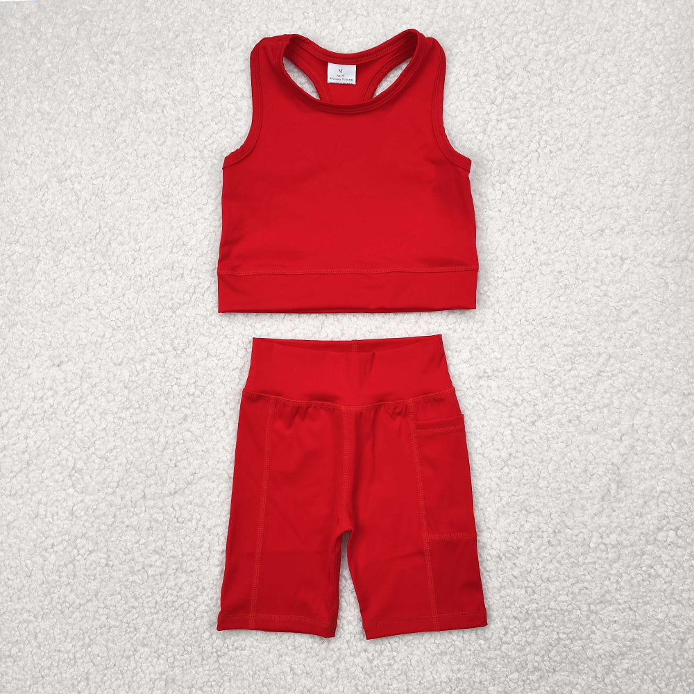 GSSO1519 Baby Girls Red Athletic Active Wear Top Shorts Clothes Sets  D 4.25