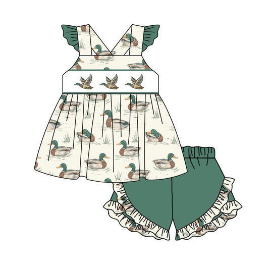 Presale GSSO1522 Duck Green Fly Sleeve Beige Shorts Set 2024 10.25