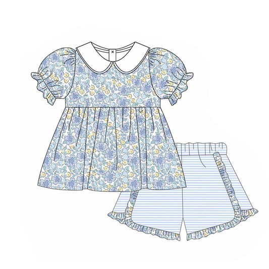 Presale GSSO1530 Floral Short Sleeve Striped Shorts Set 2024 10.25