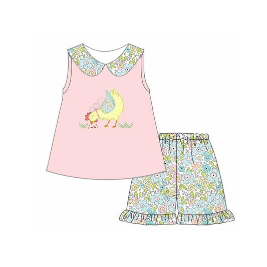 Presale GSSO1532 Chick Flower Pink Sleeveless Shorts Set 2024 10.26