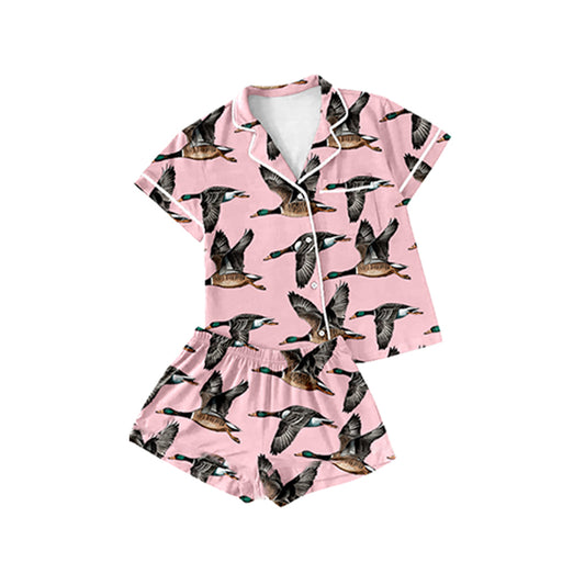 Presale GSSO1549  Duck Pink Short Sleeve Shorts Pajama Set 2024 10.31