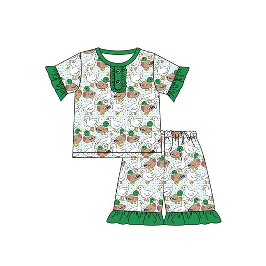 presale GSSO1557  Duck Animal Green Lace Short Sleeve Shorts Pajama Set 2024 11.2