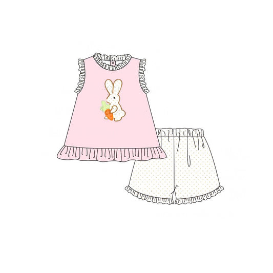 presale GSSO1567 Easter Carrot Bunny Pink Sleeveless Polka Dot Shorts Set 2024 11.6