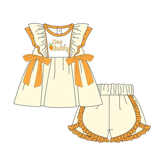 presale GSSO1570 Carrot Lace Bow Beige Fly Sleeve Shorts Set 2024 11.6