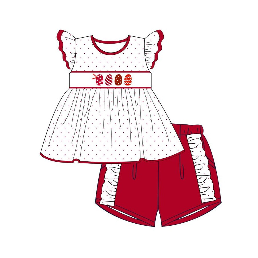presale GSSO1572 Easter Egg Red Polka Dot White Fly Sleeve Shorts Set  2024 11.6