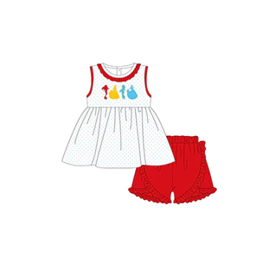 presale GSSO1582 Cartoon Princess Polka Dot Red Lace Sleeveless Shorts Set 2024 .11.8