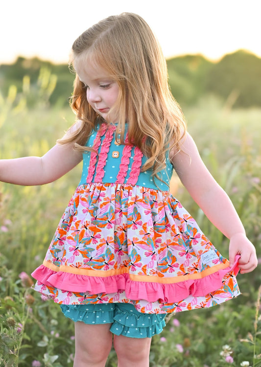 presale GSSO1589 Butterfly Pink Lace Polka Dot Blue Sleeveless Shorts Set   2024 11.11