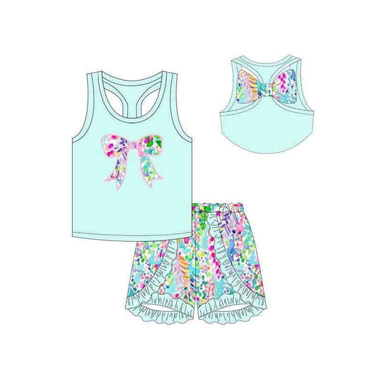 Presale GSSO1606 Seagrass Bow Teal Tank Top and Shorts Set  2024 11.14
