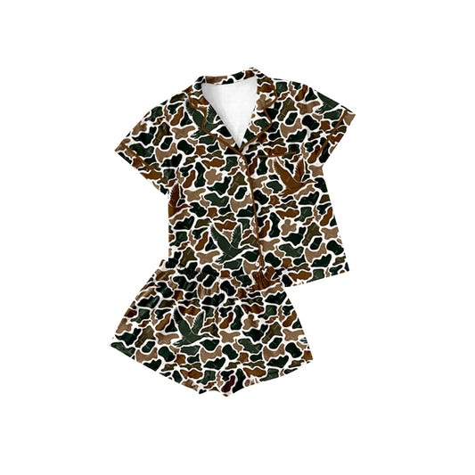 Presale GSSO1617 Duck brown green camouflage short-sleeved shorts pajama set  2024 11.14