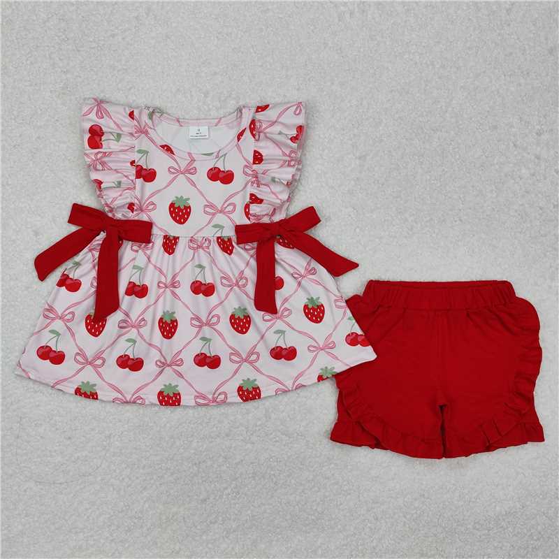 Match Baby Girls Strawberry Bows Rompers Clothes Sets D 3.17