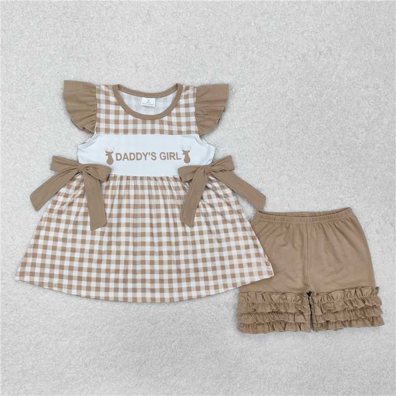 Match Baby Girls Daddy's Girl Deers Checkered Sister Suits  D 3.15