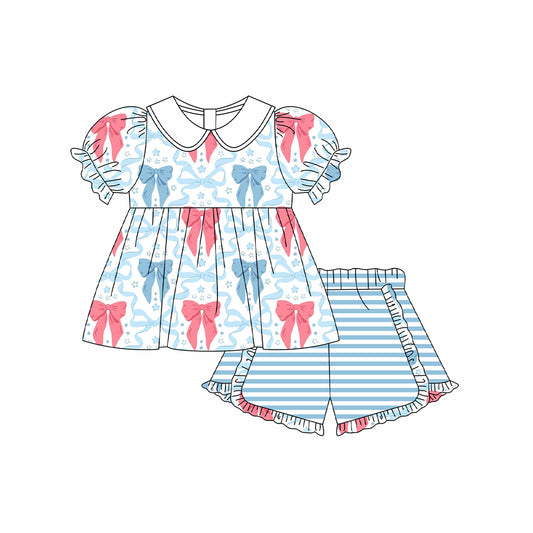 presale GSSO1660 Bow pattern star short sleeve striped shorts suit  2024 11.22