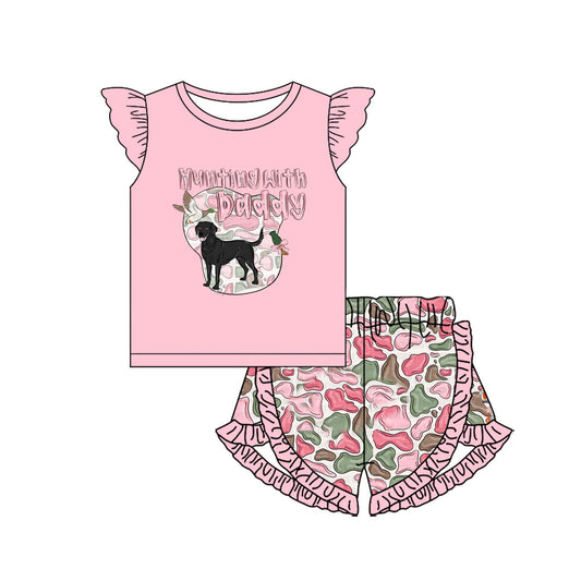 presale  GSSO1670  Camouflage duck puppy pink flying sleeve shorts suit   2024 11.26