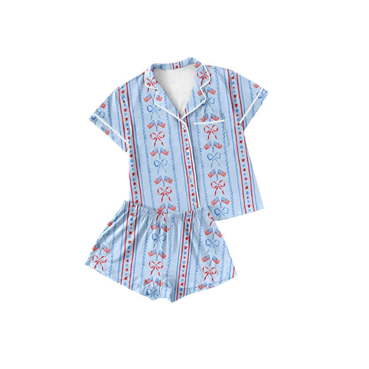 presale  GSSO1671  Baby Girls Bows Flags Buttons Shirts Shorts Pajamas Clothes Sets  2024 11.26
