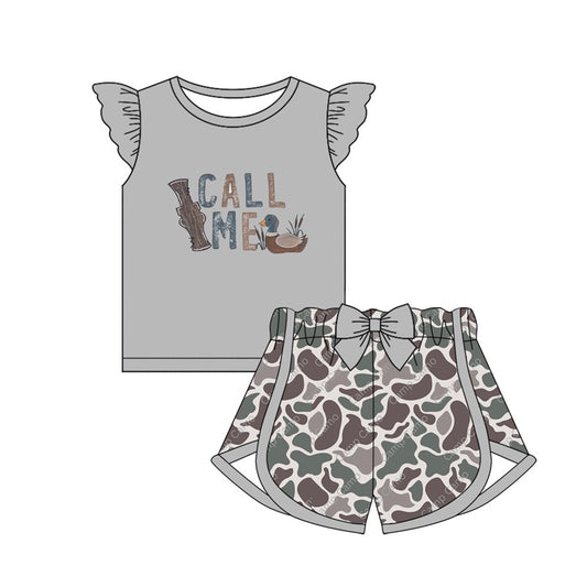 presale GSSO1678 Letter Duck Grey Fly Sleeve Camouflage Shorts Set  2024 11.28