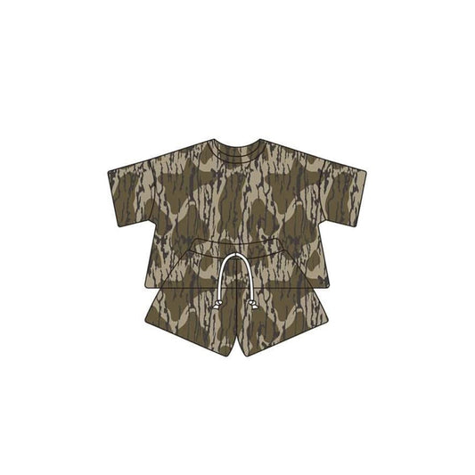 presale GSSO1679 Girls Camouflage Army Green Short Sleeve Shorts Set 2024 11.28