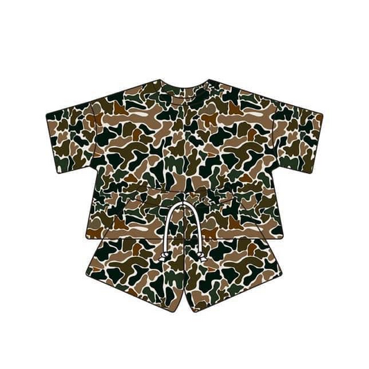 presale GSSO1682 Adult female camouflage beige short-sleeved shorts suit 2024 11.28