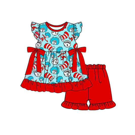 presale GSSO1693 Hat, red bow, blue flying sleeves and shorts suit 2024 11.29